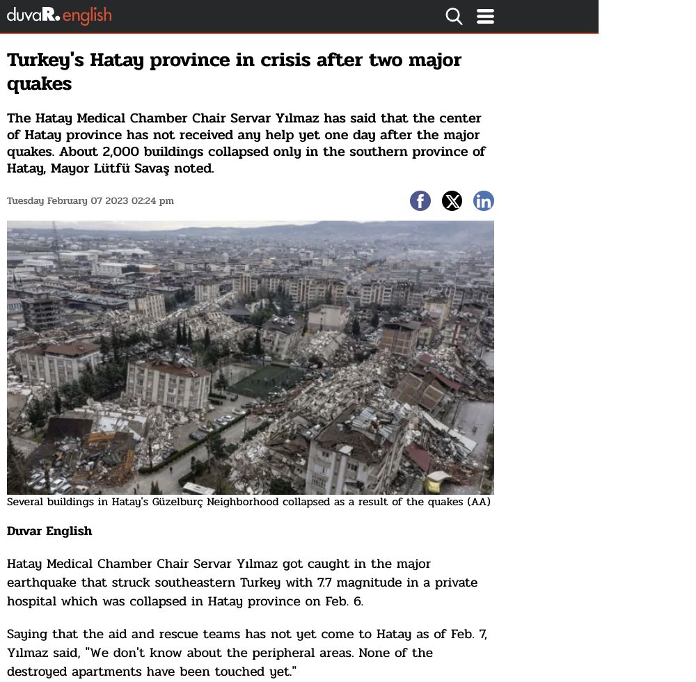 Duvar English page archive — Hatay · 7 February 2023