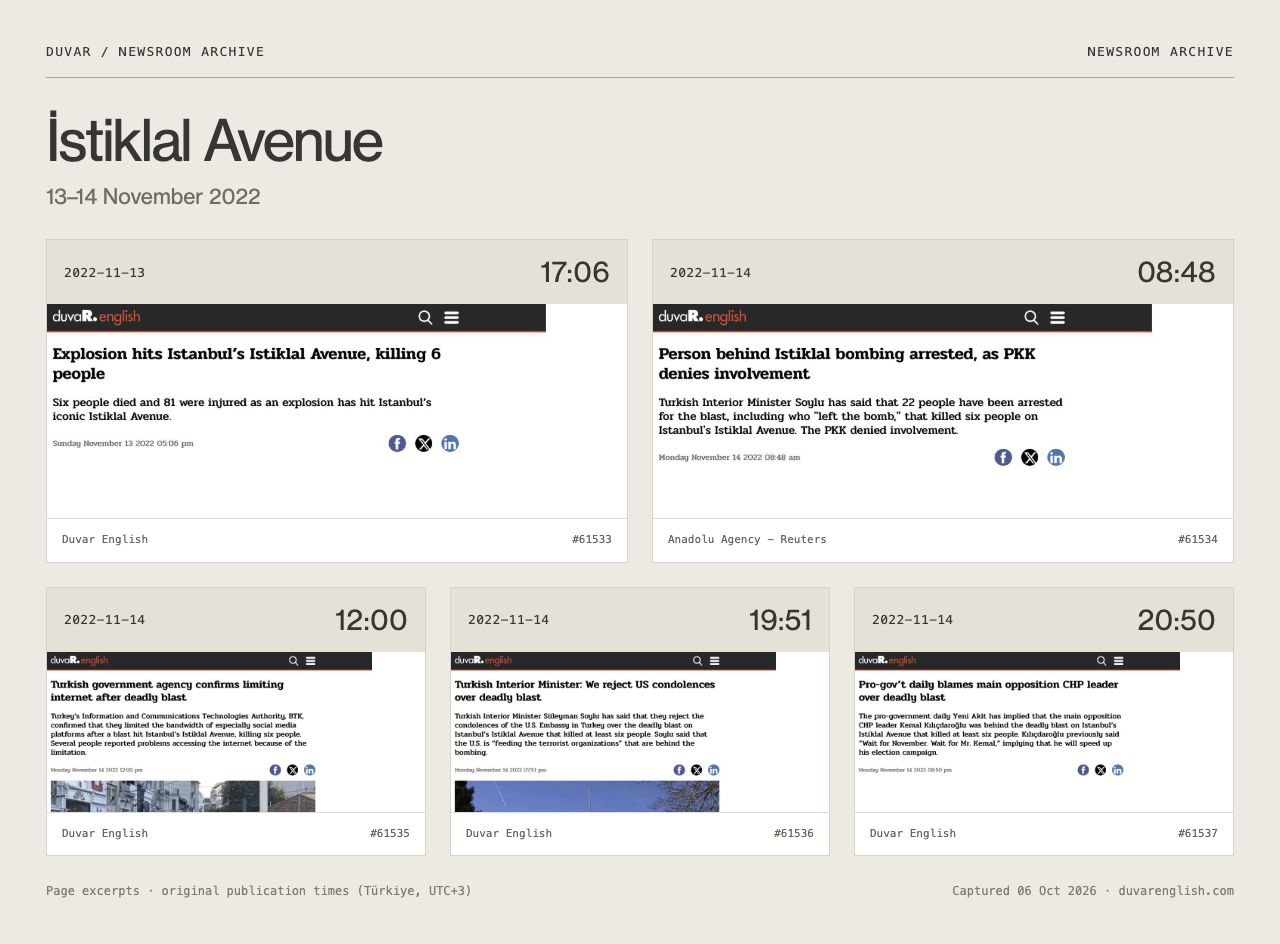 Duvar English page archive — İstiklal Avenue · 13–14 November 2022